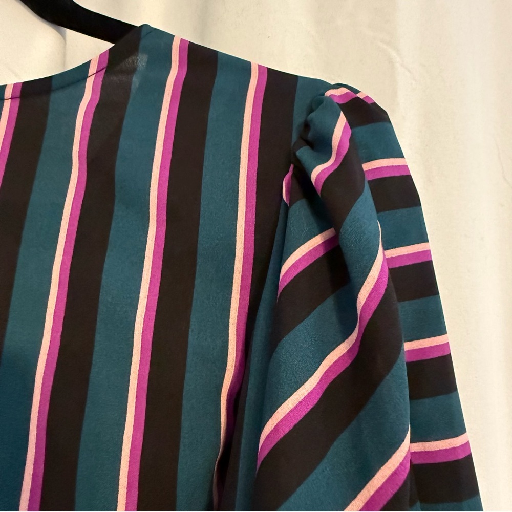 ASTR The Label Striped Faux Wrap Surplice Bodysuit Long Sleeve Women’s Medium - Picture 9 of 10